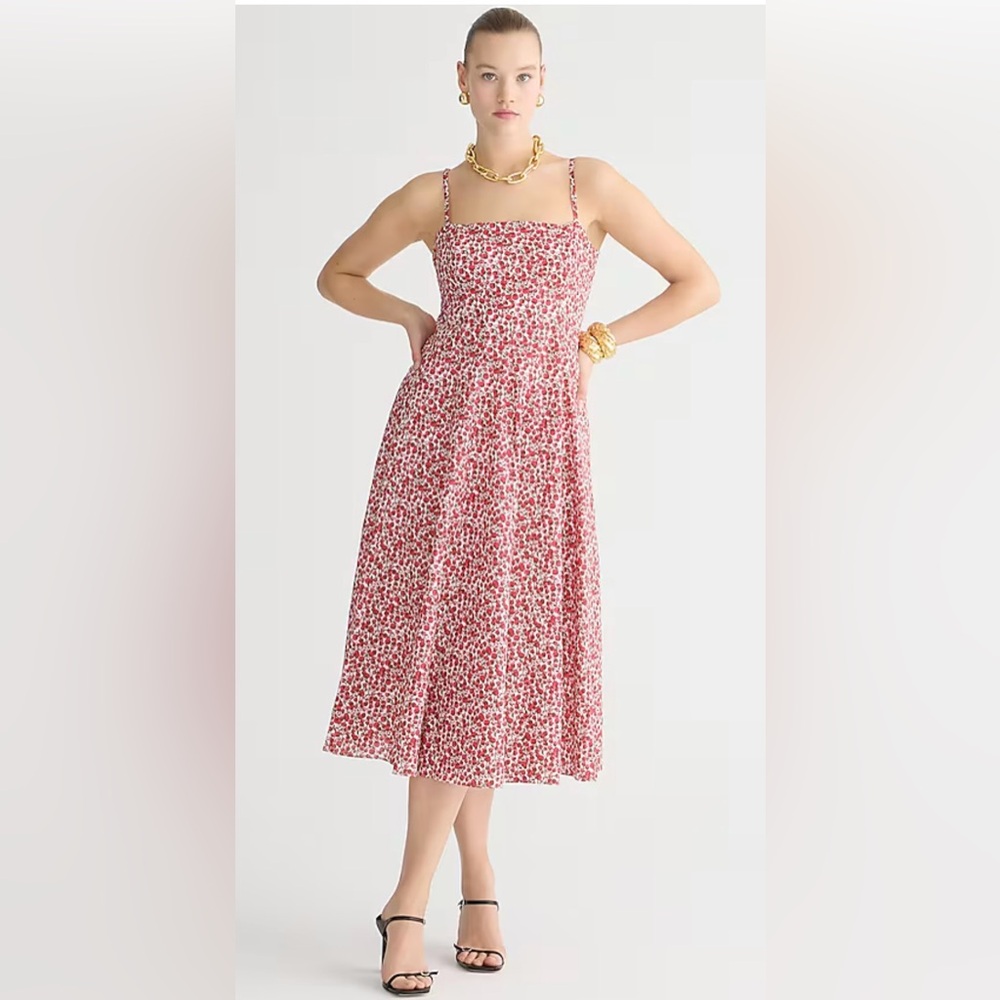 J. CREW ELIZA LIBERTY PRINT SEAMED FLARE MIDI DRESS - NWT - SIZE 14